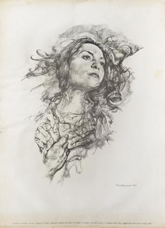 Art work by Renzo Vespignani Ritratto di Donna    - lithography paper 